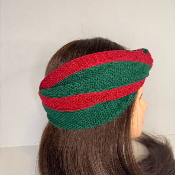 GUCCI Web Knot Knit Wool Twist Red & Green Headband Made in Italy. - Picture 9 of 12
